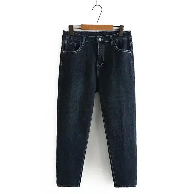 55-100kg Summer Plus Size Women Clothing Jeans Woman High Waist Mom Jeans Female Pants Cotton Elastic Denim Pants Harem Jeans