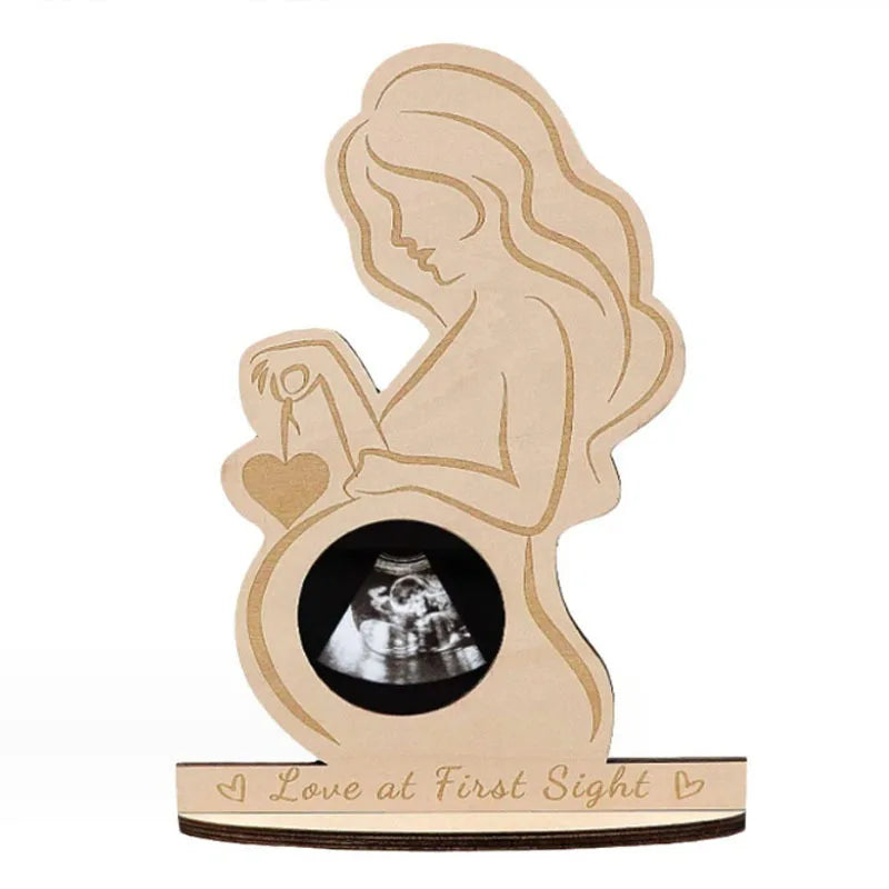 Wooden Baby Ultrasound Photo Frame Pregnancy Gift Baby Announcement Keepsake Valentine's Day Gift to Expectant Mother Wife