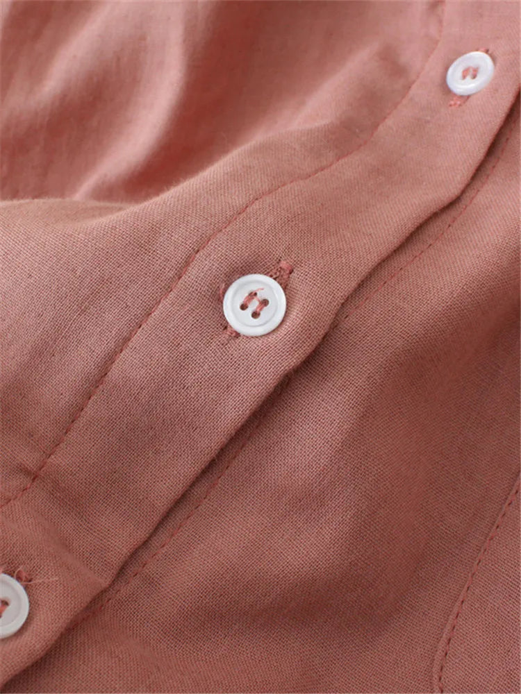 Plus Size Women's Shirt Spring And Autumn Solid Color Non-Stretch Cotton Fabric Long-Sleeved Top Thin Basic Lapel Shirt XL-4XL