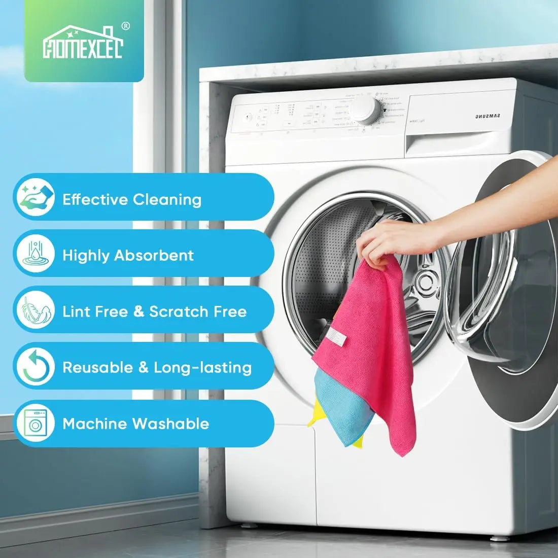Microfiber Cleaning Cloths, 24 Pack Cleaning Towels for Kitchen, Lint Free, Scratch-Free, Highly Absorbent, and Reusable Cleanin