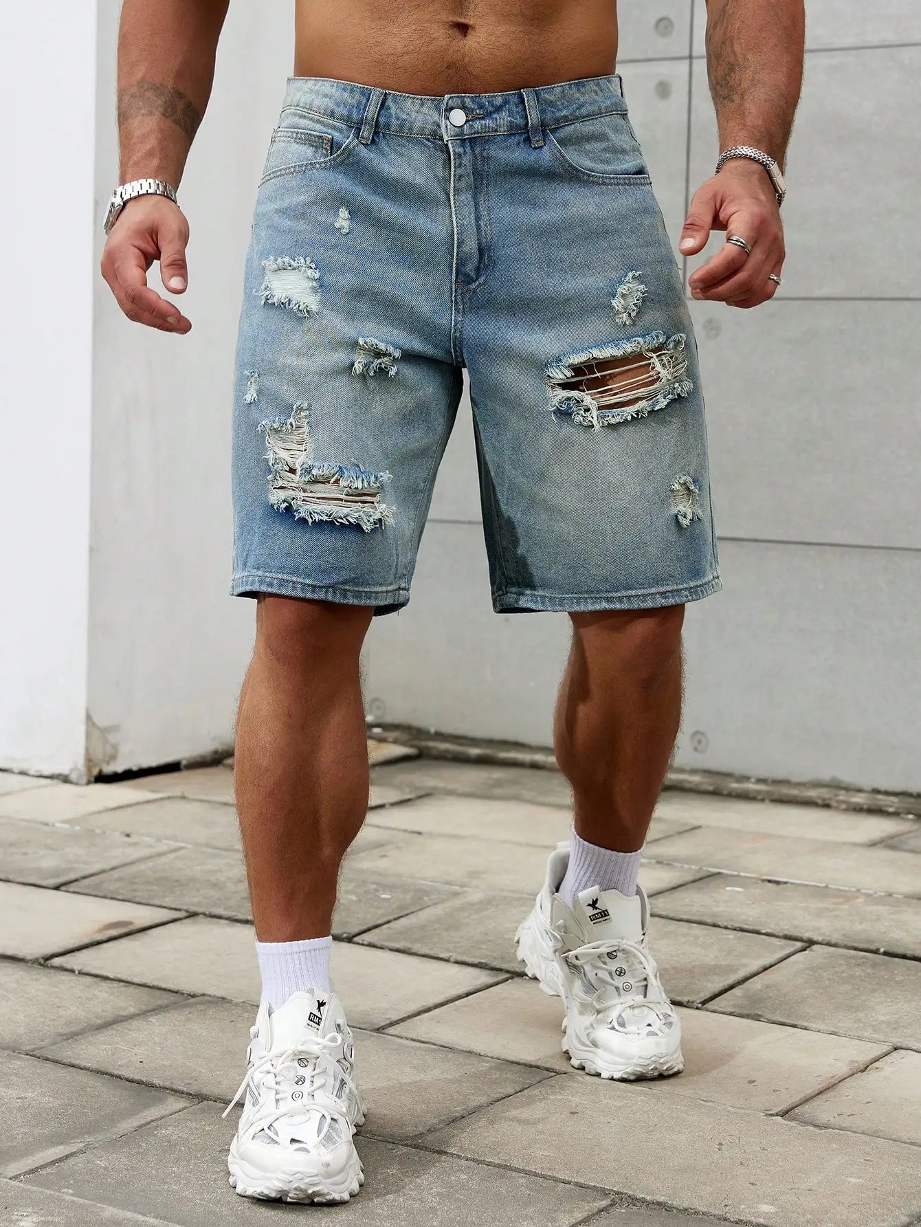 New Fashion Mens Ripped Short Jeans Brand Clothing Bermuda Summer Cotton Shorts Breathable Denim Streetwear Shorts Male
