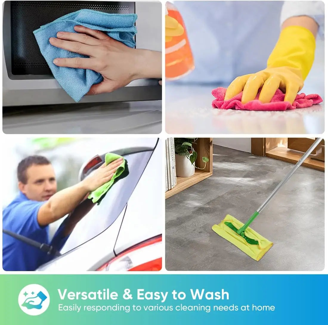 Microfiber Cleaning Cloths, 24 Pack Cleaning Towels for Kitchen, Lint Free, Scratch-Free, Highly Absorbent, and Reusable Cleanin
