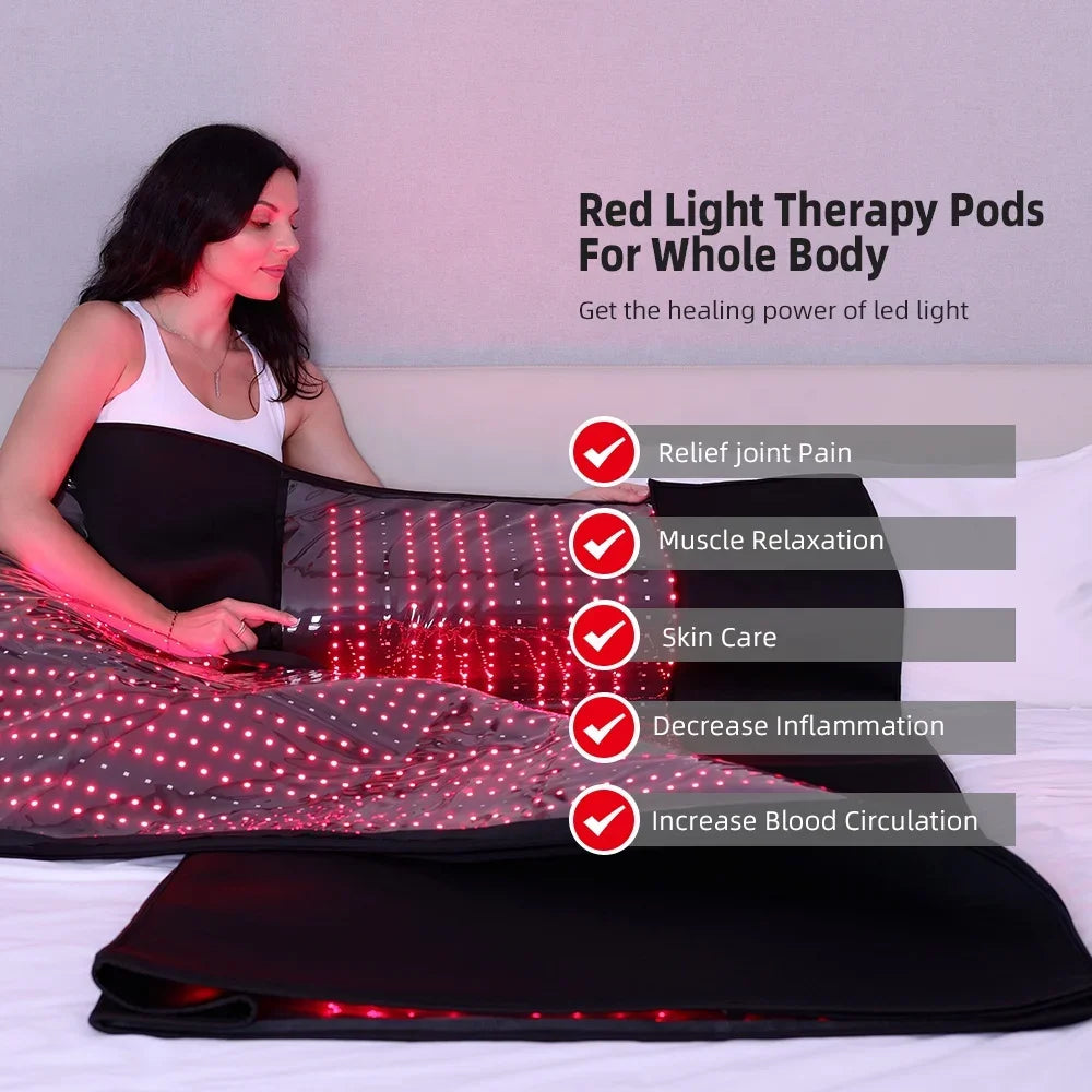 Redfy Hot Sale Led Red and Near Infrared Light Therapy Blanket Pod 660nm 850nm Red Light Therapy Full Body Mat Bed