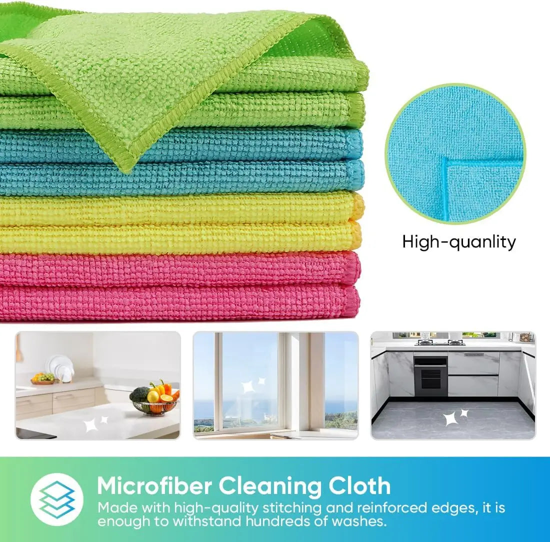 Microfiber Cleaning Cloths, 24 Pack Cleaning Towels for Kitchen, Lint Free, Scratch-Free, Highly Absorbent, and Reusable Cleanin