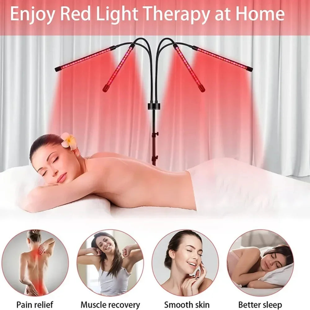 NEW 4/5 Red Light tubes Therapy Device Infrared Therapy Lamp with Stand, 660nm&850nm for Body Pain Relief Skin Recovery Home Use