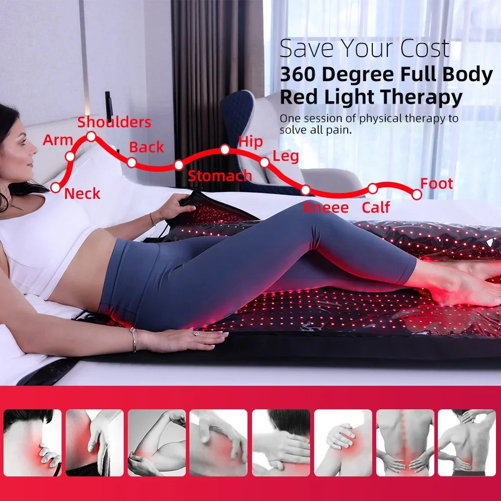 Redfy Hot Sale Led Red and Near Infrared Light Therapy Blanket Pod 660nm 850nm Red Light Therapy Full Body Mat Bed