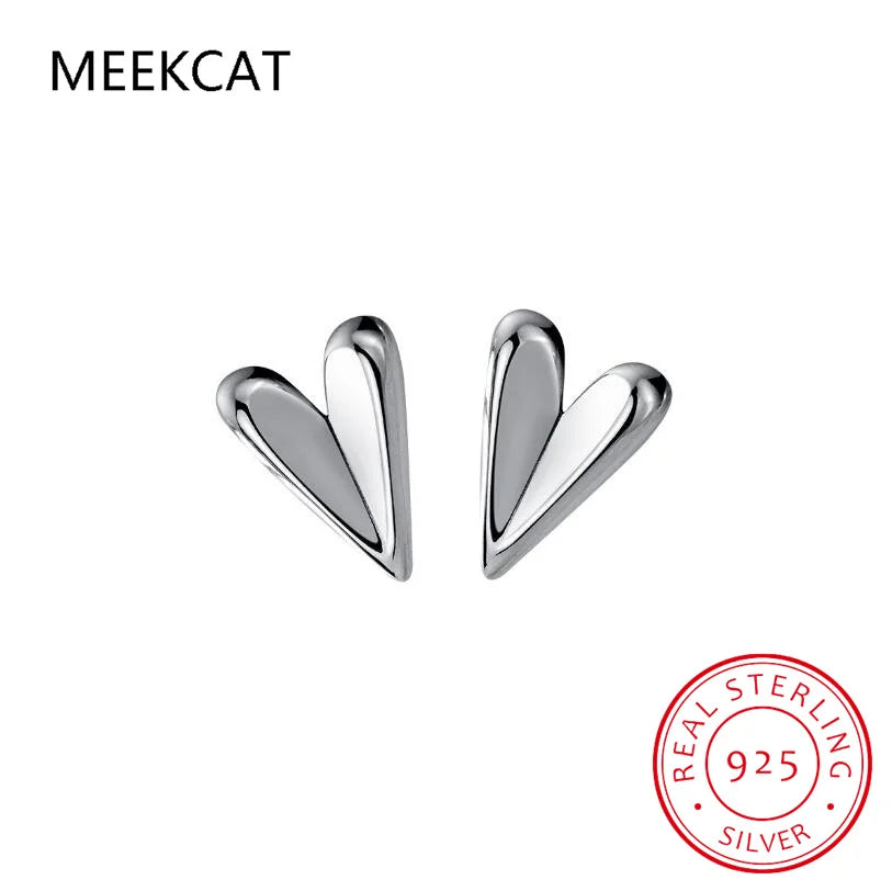 Real 925 Sterling Silver Sweet Heart Earrings for Daughter Mother‘s Day Birthday Gift Fine Jewelry DS3683