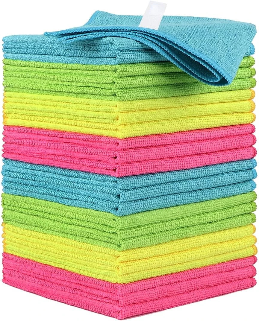 Microfiber Cleaning Cloths, 24 Pack Cleaning Towels for Kitchen, Lint Free, Scratch-Free, Highly Absorbent, and Reusable Cleanin