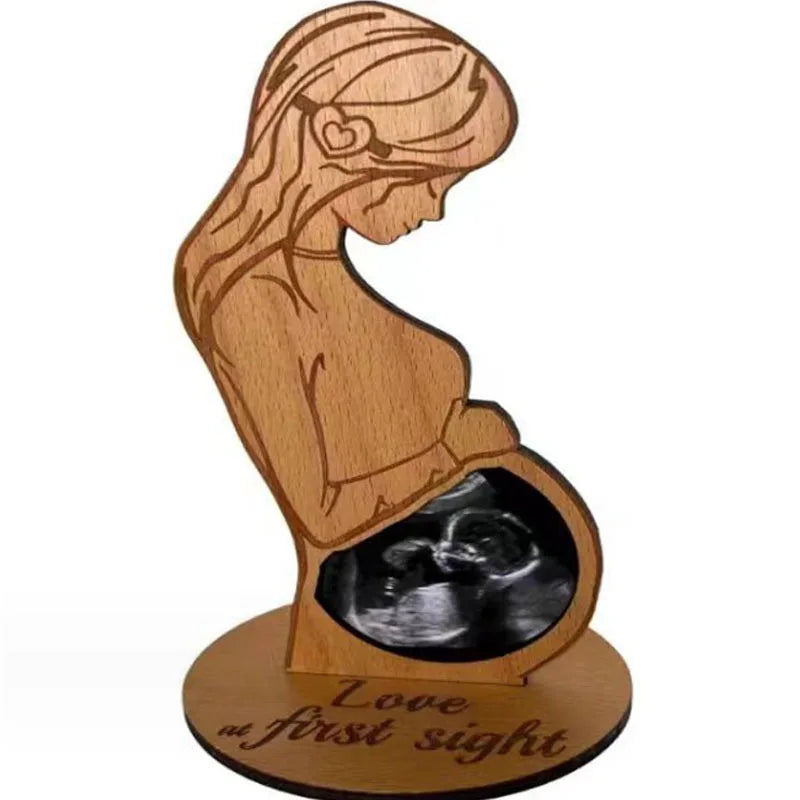 Wooden Baby Ultrasound Photo Frame Pregnancy Gift Baby Announcement Keepsake Valentine's Day Gift to Expectant Mother Wife