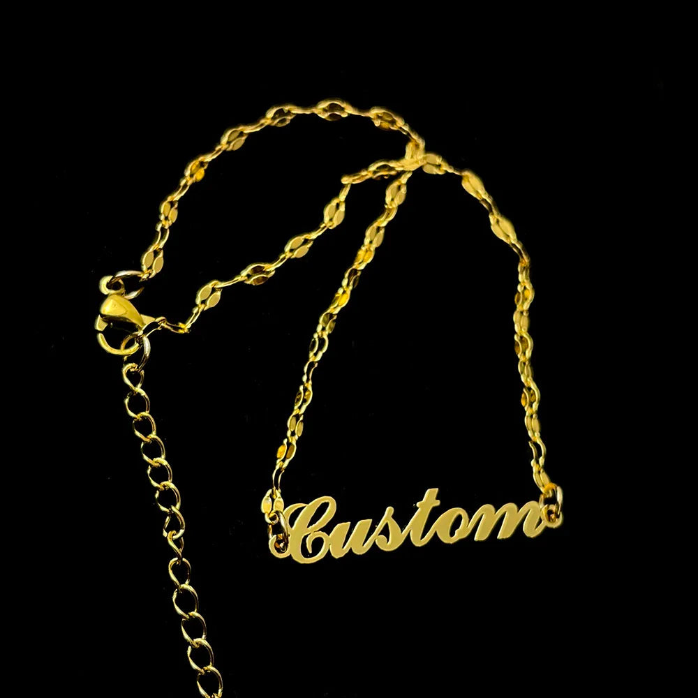 Custom Name Women Necklace Bracelet Set Stainless Steel Jewelry Personalized Letter Pendant Fashion Gold Chain Mothers Day Gifts