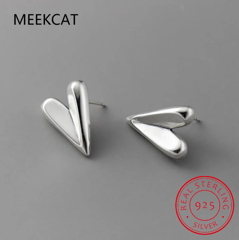 Real 925 Sterling Silver Sweet Heart Earrings for Daughter Mother‘s Day Birthday Gift Fine Jewelry DS3683