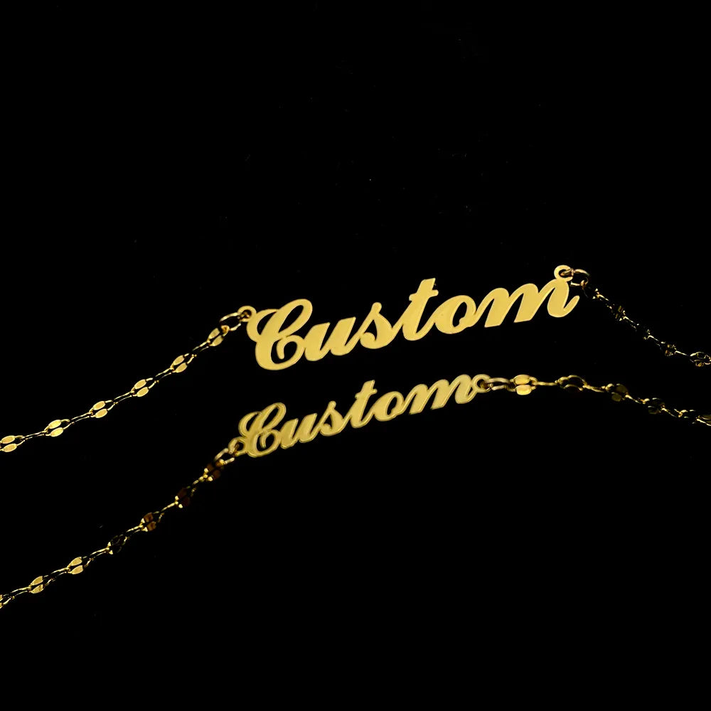 Custom Name Women Necklace Bracelet Set Stainless Steel Jewelry Personalized Letter Pendant Fashion Gold Chain Mothers Day Gifts