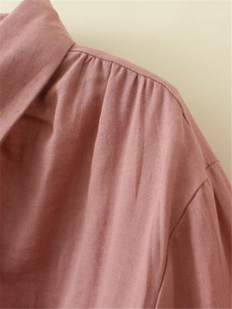 Plus Size Women's Shirt Spring And Autumn Solid Color Non-Stretch Cotton Fabric Long-Sleeved Top Thin Basic Lapel Shirt XL-4XL