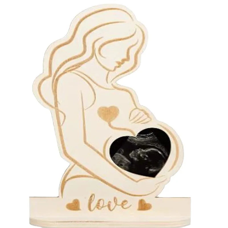 Wooden Baby Ultrasound Photo Frame Pregnancy Gift Baby Announcement Keepsake Valentine's Day Gift to Expectant Mother Wife