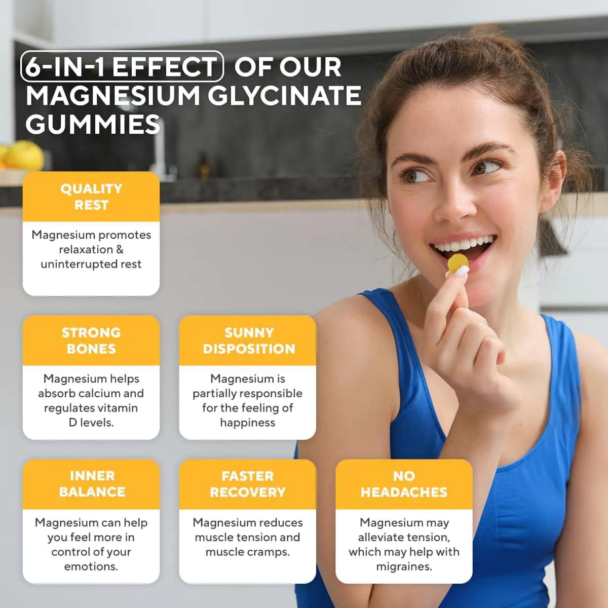 Magnesium Glycinate 400mg Gummies Vegan Gelatin Free High Absorption Non GMO 60