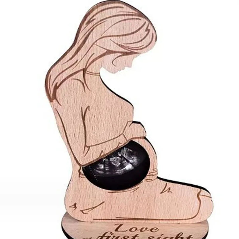 Wooden Baby Ultrasound Photo Frame Pregnancy Gift Baby Announcement Keepsake Valentine's Day Gift to Expectant Mother Wife