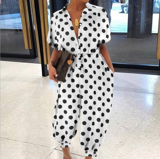 Short sleeve button Jumpsuit