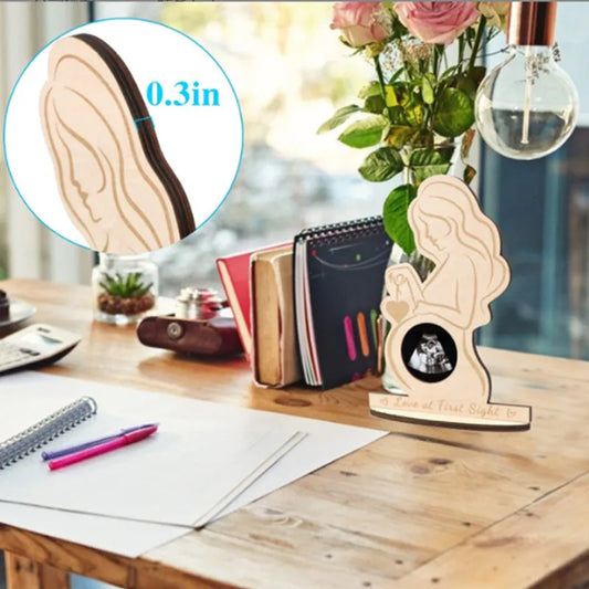 Wooden Baby Ultrasound Photo Frame Pregnancy Gift Baby Announcement Keepsake Valentine's Day Gift to Expectant Mother Wife