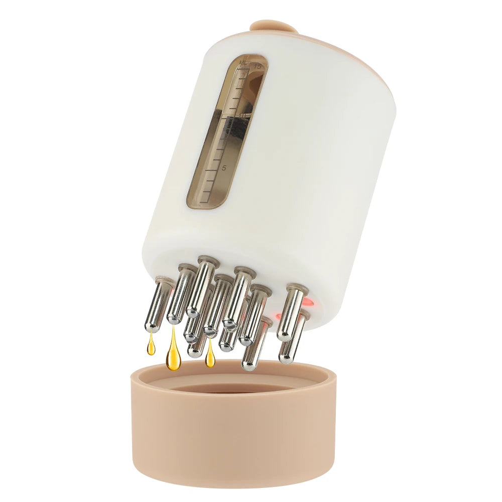 Electric Scalp Massager - Rechargeable Hair Growth Device with Red Light Therapy, Roller & Serum Applicator for Home Care