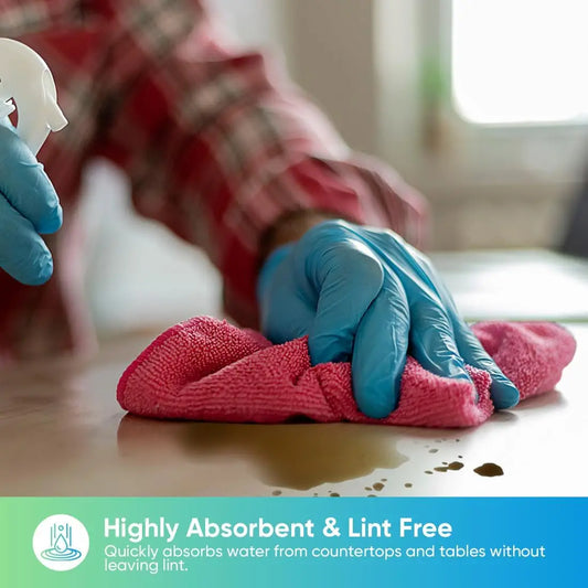 Microfiber Cleaning Cloths, 24 Pack Cleaning Towels for Kitchen, Lint Free, Scratch-Free, Highly Absorbent, and Reusable Cleanin