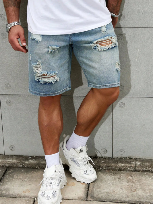 New Fashion Mens Ripped Short Jeans Brand Clothing Bermuda Summer Cotton Shorts Breathable Denim Streetwear Shorts Male