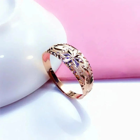 585 purple gold 14K rose gold luxury shiny rings for women opening exquisite craftsmanship new classic jewelry mothers day gift