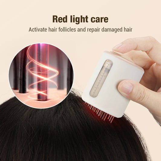 Electric Scalp Massager - Rechargeable Hair Growth Device with Red Light Therapy, Roller & Serum Applicator for Home Care