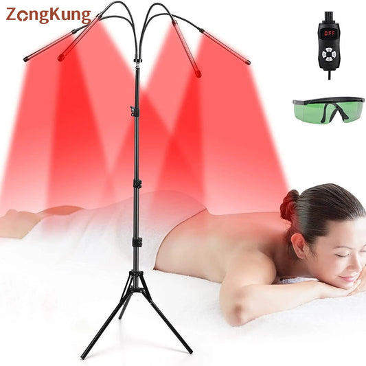 NEW 4/5 Red Light tubes Therapy Device Infrared Therapy Lamp with Stand, 660nm&850nm for Body Pain Relief Skin Recovery Home Use